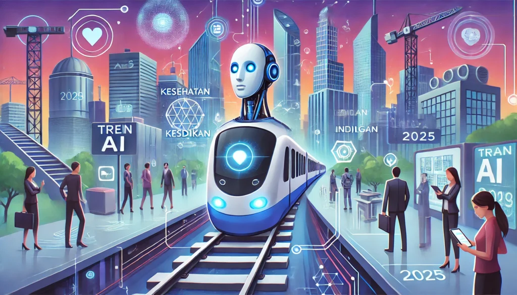 ilustrasi realistis tambahan dari kecerdasan buatan yang mengoptimalkan berbagai sektor di tahun 2025